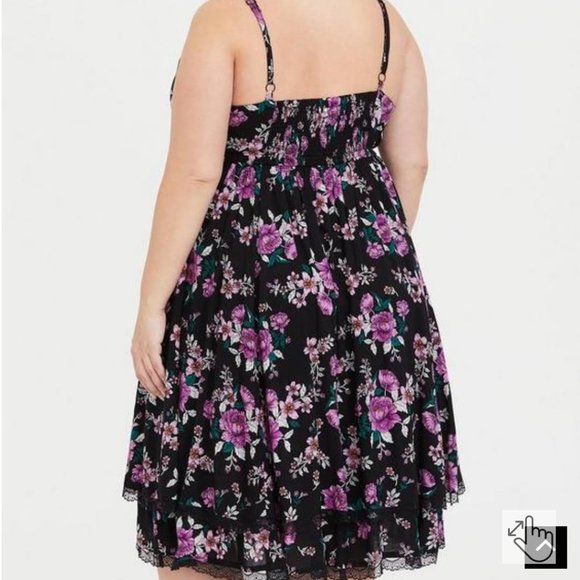 Torrid Midi Challis Surplice Skater Dress m0 - Picture 5 of 6